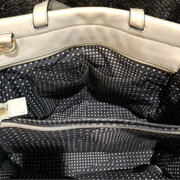 Kate Spade Saturday Handbag "The A Satchel" Detachable Straps Light Gray W OS - Picture 10 of 16